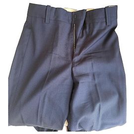 Isabel Marant Etoile Hose aus Wollmischung mit Hahnentrittmuster in Marineblau Größe 36