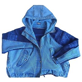 Diesel Jeansjacke mit Strickärmeln und Kapuze
