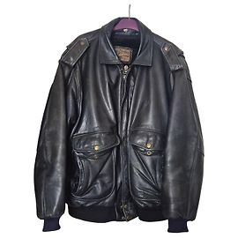 redskins chaqueta de cuero hombre negro talla 42/XL chaleco de piel desmontable bomber aviator vintage