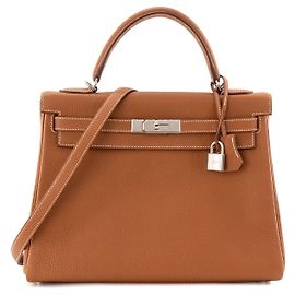 HERMÈS - Borsa a mano Hermès Kelly 32 in pelle Togo gold HSS