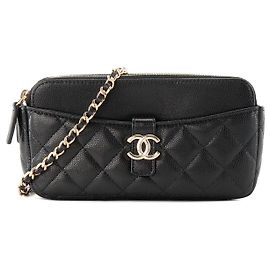 CHANEL - Borsa a tracolla Chanel Wallet On Chain in pelle caviar nera