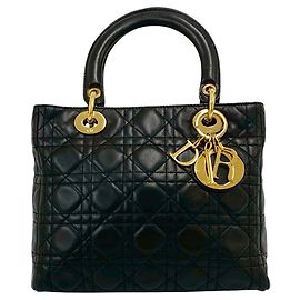 Borsa Lady Dior Medium in pelle d'agnello Cannage nera