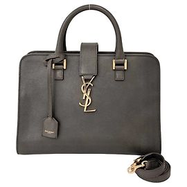Borsa a mano Yves Saint Laurent Baby Cabas in pelle grigia