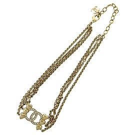 Chanel Coco Mark Heart Motif Gold Plated Rhinestone Necklace