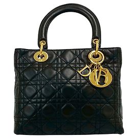 Dior Black Medium Lambskin Cannage Lady Dior