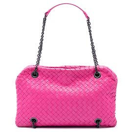Borsa a tracolla Duo Intrecciato in nappa rosa Bottega Veneta