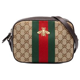 Borsa Camera Gucci Beige GG Canvas Webby Bee