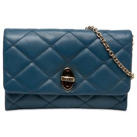 Borsa a tracolla Dolce & Gabbana in pelle matelassé blu con catena