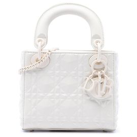 Dior White Mini Ultra Matte Calfskin Diamond Cannage Lady Dior
