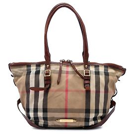 Bolso Tote Burberry Brown Small House Check Canvas Bridle Salisbury