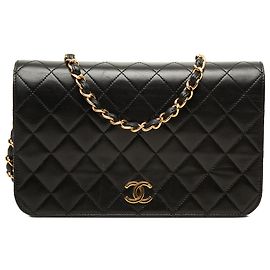 Chanel Black Small CC Quilted Lambskin Full Single Flap