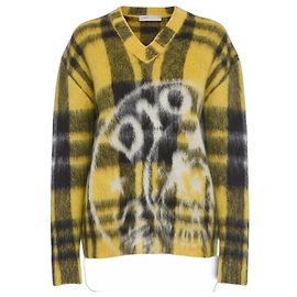 Christian Dior Mohair-Pullover mit Karomuster und Skull-Print