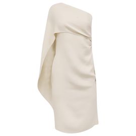 Vestido mini de um ombro Ralph Lauren Purple Label em seda marfim