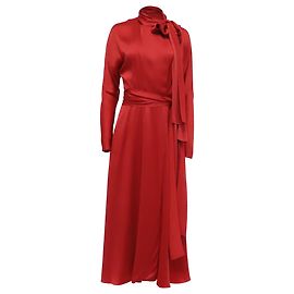 Autre Marque Abito midi a maniche lunghe con scollo a fiocco Sies Marjan in viscosa rossa
