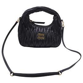 Borsa hobo Miu Miu Wander Matelassé in pelle nappa nera