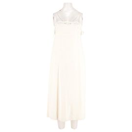Autre Marque POSSE White Linen Midi Dress with Lace Detail