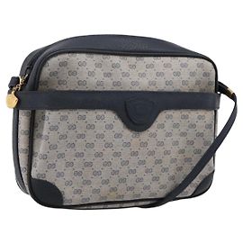 GUCCI Micro GG Supreme Shoulder Bag PVC Navy Gold 007 084 0423