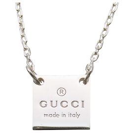 Collana Gucci con placca quadrata in Argento 925