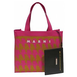 Borsa Tote media in tela jacquard Marni