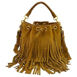 Autre Marque Saint Laurent Fringe Emmanuelle Bucket Suede Mini