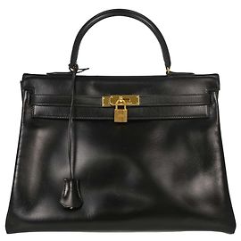 Hermès Hermes Kelly Black Box Calf with Gold Hardware 35