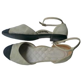 Chanel Bailarinas Mary Jane Ante Ecru