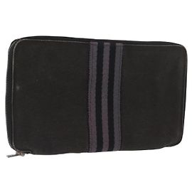 Hermès HERMES Perth GM Lange Geldbörse Canvas Schwarz Auth bs32950