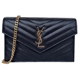 Autre Marque Saint Laurent Bolso Cartera Cassandre Envelope con Cadena Negro