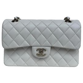 Chanel Classic Double Flap Small Handtasche Weißes Caviar-Leder