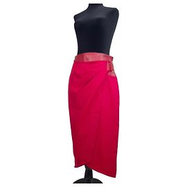 Gianni Versace 1980s Red Leather Wrap Skirt