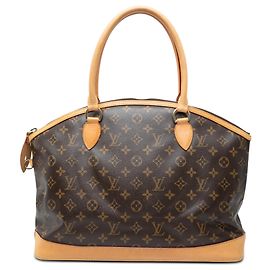 Bolsa de mão horizontal Louis Vuitton Monogram Lockit castanha