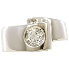 Autre Marque Platin-Bandring mit Diamant