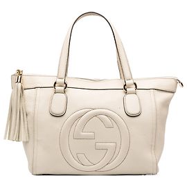Gucci Soho Working Tote aus Leder Small weiß