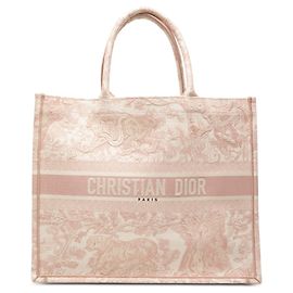 Borsa Book Tote Dioriviera Toile De Jouy Large in tela ricamata Rosa Dior