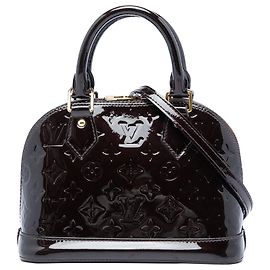Borsa Satchel Louis Vuitton Monogram Vernis Alma BB Viola