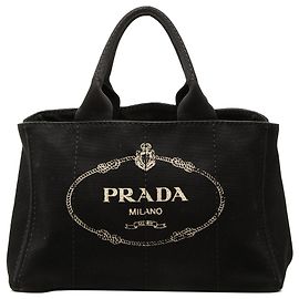 Borsa tote Prada in tela Canapa con logo nera