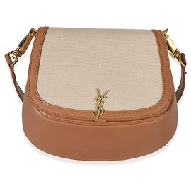 Autre Marque Bolso Mini Voltaire con asa Saint Laurent en lona y piel de becerro Natural Tan