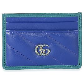Tarjetero Gucci Marmont Torchon de piel de becerro acolchada azul