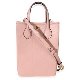 Mini Tote con manico superiore Gucci Gilbert in pelle di vitello Jumbo GG, rosa cipria