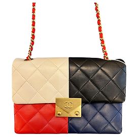 2016 Chanel Quilted Lambskin Colorblock Pagoda Flap