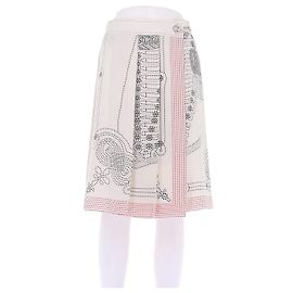Hermès Cream Silk Skirt with Chain Detail