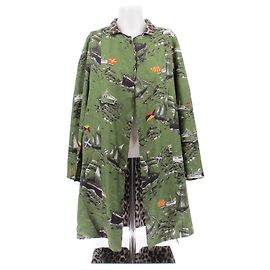 La Prestic Ouiston Cappotto in seta stampato verde