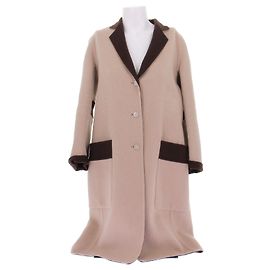 Hermès Abrigo de cachemira beige y marrón