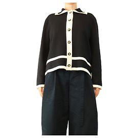 Gucci Veste en maille avec bordures contrastées noir et blanc - size XL