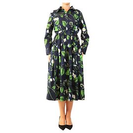 Oscar de la Renta Navy Morning Glory Hemdkleid - size UK 16