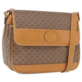 GUCCI Sac à épaule Micro GG PVC Cuir Beige Ton Or 001 116 0925