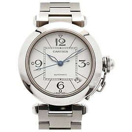 Cartier Pasha C W31074M7 Herrenuhr Silbernes Zifferblatt