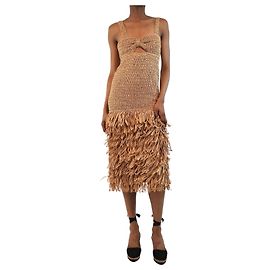 Farm Rio Vestido midi de rafia marrón - talla XXS