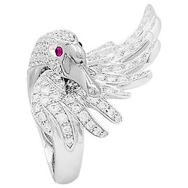Boucheron Ring, "Collection Animals: "Cypris, the Swan", white gold, diamonds, rubies.