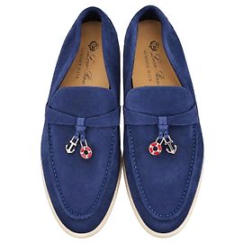 Mocassini Loro Piana Summer Walk Charms Blu Navy
